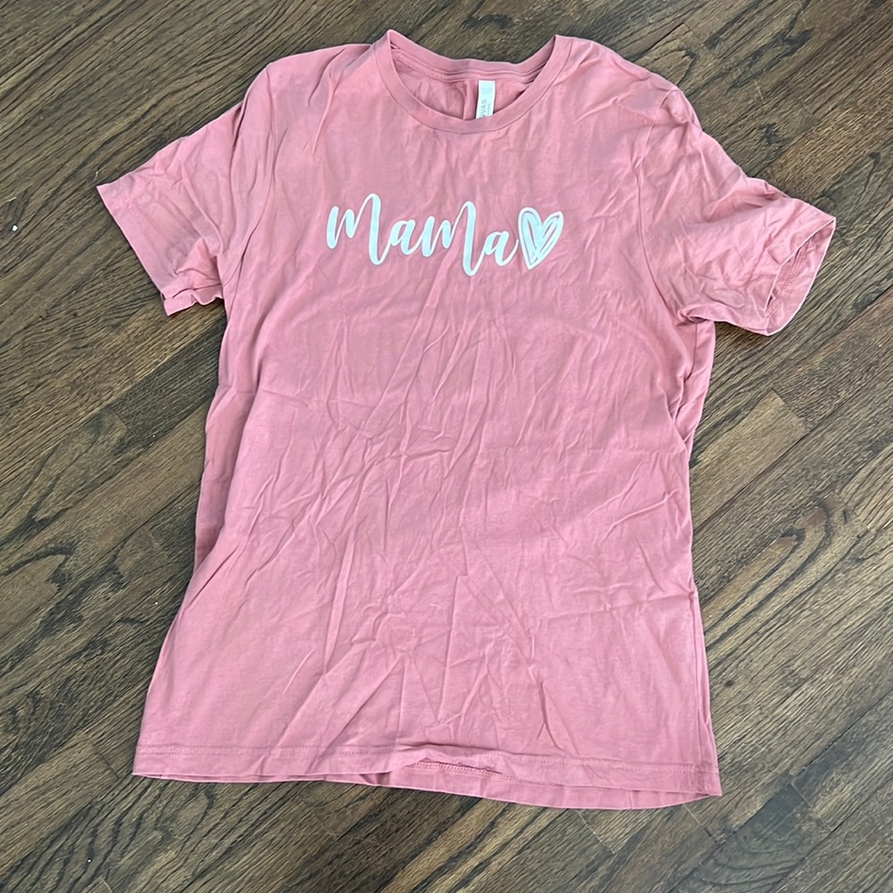 Large “Mama” T-shirt in Mauve-y Pink Worn Once